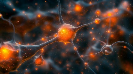 An intricate network of neural pathways lighting up in a brain simulation