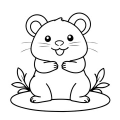 Cute vector illustration Hamster drawing for toddlers colouring page