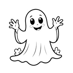 Cute vector illustration Ghost for children colouring activity