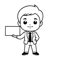 Vector illustration of a cute Businessman drawing for kids page