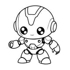 Cute vector illustration Robot drawing for toddlers book