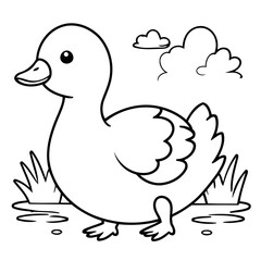 Cute vector illustration Goose doodle colouring activity for kids