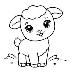 Cute vector illustration Lamb hand drawn for kids coloring page
