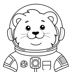 Simple vector illustration of Lion hand drawn for kids page