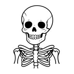 Cute vector illustration Skeleton doodle for toddlers coloring activity