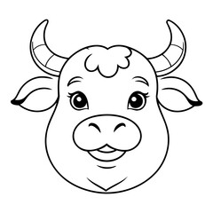 Simple vector illustration of Bull for toddlers colouring page