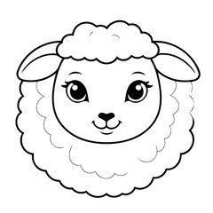 Vector illustration of a cute Sheep doodle for kids colouring page