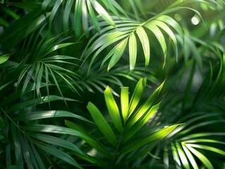 Close Up of Green Palm Leaves