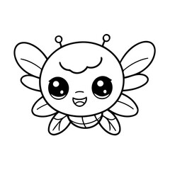 Cute vector illustration Fly drawing for kids page