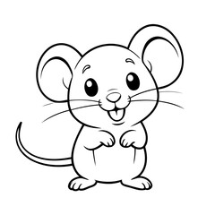 Cute vector illustration mouse drawing for toddlers coloring activity
