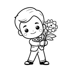 Cute vector illustration Businessman doodle for kids colouring page