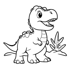 Cute vector illustration TRex doodle colouring activity for kids