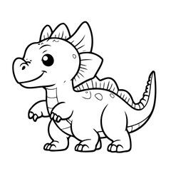 Cute vector illustration Dino drawing for colouring page