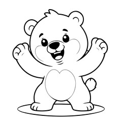 Cute vector illustration Polarbear drawing for toddlers coloring activity