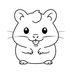 Simple vector illustration of Hamster outline for colouring page