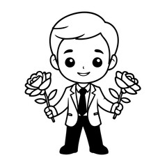 Cute vector illustration Businessman drawing for kids colouring page