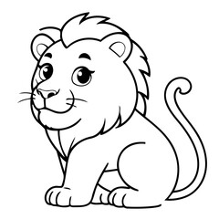 Vector illustration of a cute Lion doodle for toddlers coloring activity