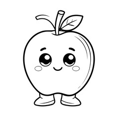 Cute vector illustration apple doodle colouring activity for kids
