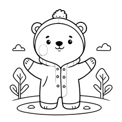 Obraz premium Vector illustration of a cute Polarbear drawing for toddlers coloring activity