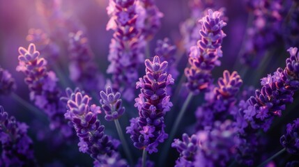 Closeup of blooming lavender with a soft focus, capturing the plant's natural beauty