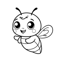 Cute vector illustration BumbleBee doodle for kids colouring page