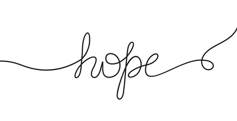 Continuous handwritten word hope on a white background, vector illustration