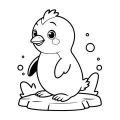Cute vector illustration Penguin drawing for kids colouring page