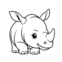 Simple vector illustration of Rhino for toddlers colouring page