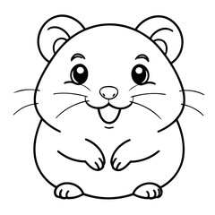 Simple vector illustration of Hamster for kids colouring worksheet