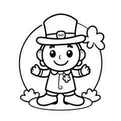 Vector illustration of a cute StPatricks drawing for kids page