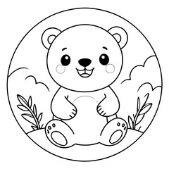 Vector illustration of a cute Bear doodle for toddlers worksheet
