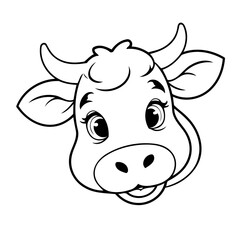 Vector illustration of a cute Cow drawing for colouring page