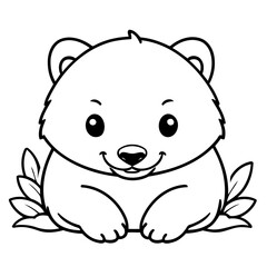 Simple vector illustration of Badger drawing for toddlers colouring page