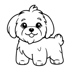 Simple vector illustration of Havanese drawing for kids page