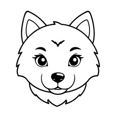 Vector illustration of a cute Husky doodle for toddlers coloring activity