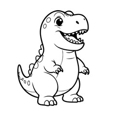 Vector illustration of a cute TRex drawing for kids colouring activity