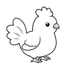 Vector illustration of a cute hen drawing for toddlers coloring activity