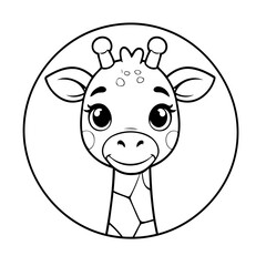 Simple vector illustration of Giraffe doodle for toddlers worksheet