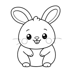 Vector illustration of a cute Bunny drawing for kids colouring page