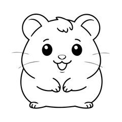 Simple vector illustration of hamster outline for colouring page