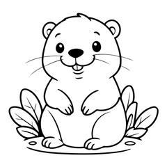 Simple vector illustration of beaver hand drawn for toddlers