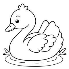 Vector illustration of a cute Swan drawing for kids page