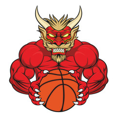 basketball mascot dragon vector illustration design