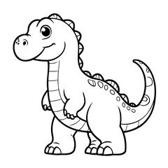 Simple vector illustration of Dino drawing colouring activity