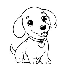 Vector illustration of a cute Dachshund drawing for children page