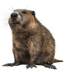 Fototapeta premium A beaver is sitting in front of a Png background, a Beaver Isolated on a whitePNG Background
