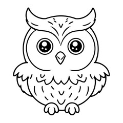 Simple vector illustration of Owl drawing for toddlers coloring activity