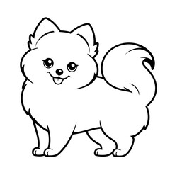 Vector illustration of a cute Pomeranian doodle colouring activity for kids
