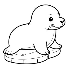 Simple vector illustration of Seal outline for colouring page