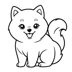 Cute vector illustration Pomsky doodle for toddlers colouring page